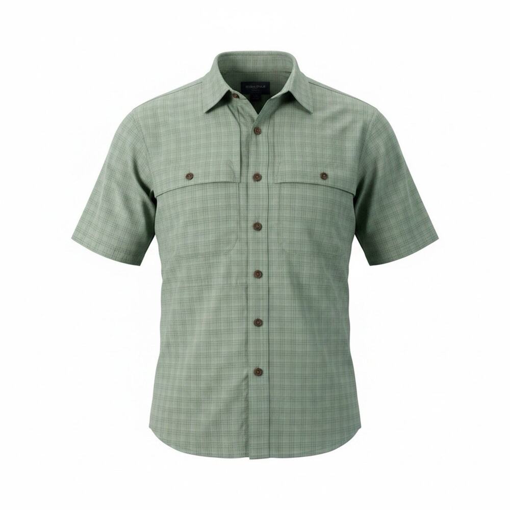 Patagonia Mens Shirt Green Plaid Size S Short Sleeve Button Up Pockets Casual